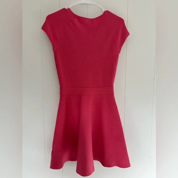 Trina Turk Fit & Flare Knit Cozumel Ribbed Sweater Dress in Hot Coral Pink - Picture 9 of 10